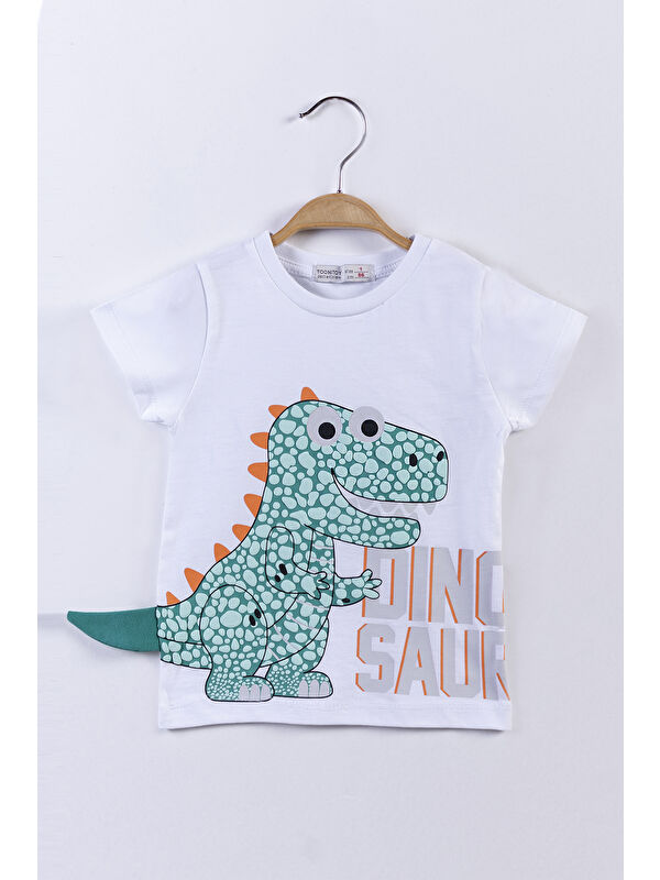Toontoykids Erkek Çocuk Kabartmalı Dinozor Baskılı Tişört