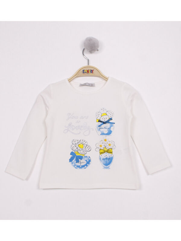 Toontoykids Kız Çocuk Papatya Vazo Baskılı T-Shirt
