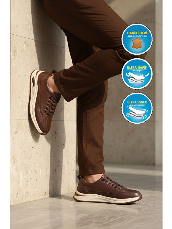 Ayakmod Kahverengi Ayakmod Premium Hakiki Deri Erkek Casual Ayakkabı 3003 M