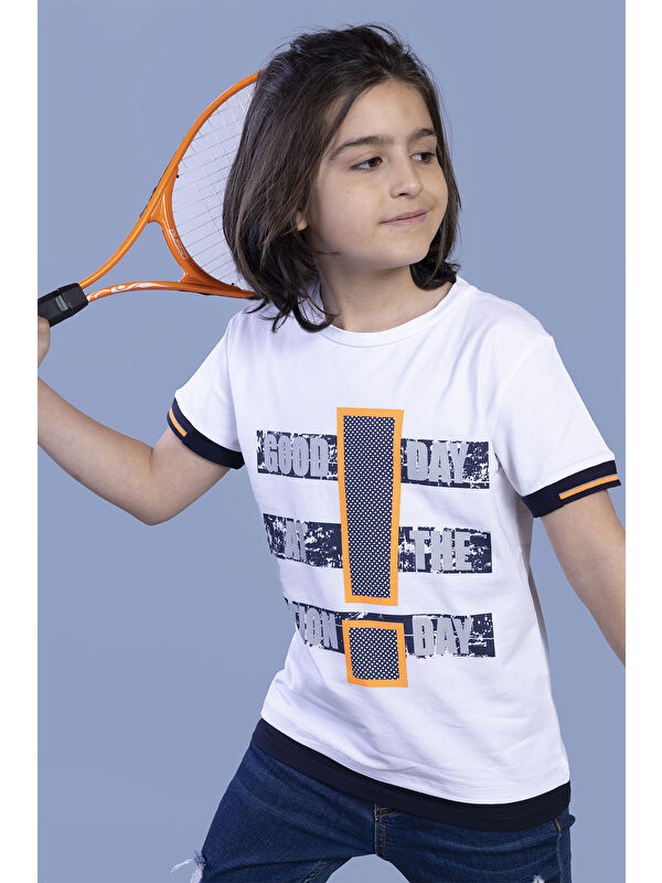 Toontoykids Erkek Çocuk Neon Uyumlu Baskılı Garni Detaylı Tişört