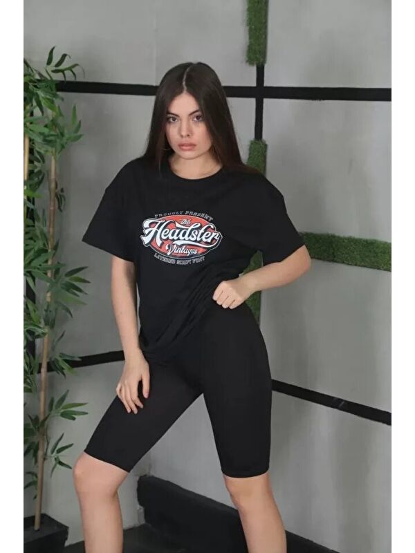 Jane's Unisex Baskılı Oversize T-Shirt - Siyah