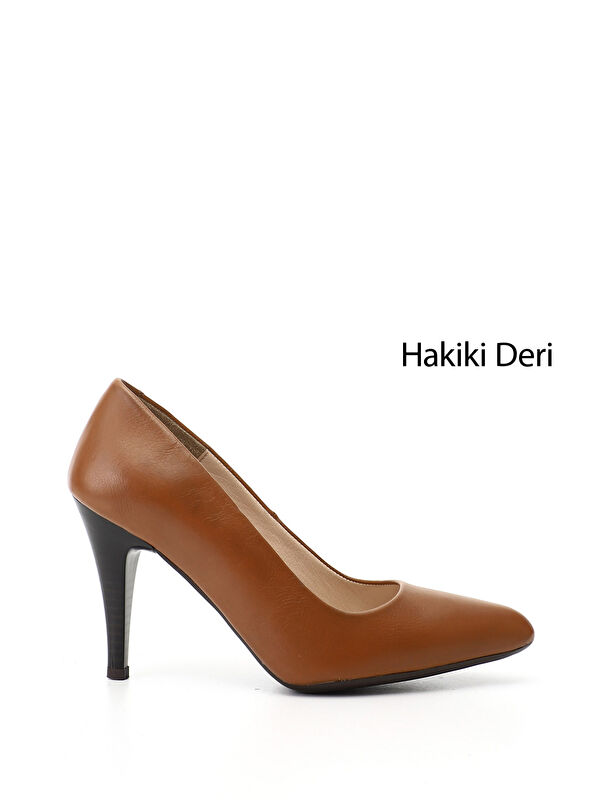 GÖNDERİ(R) Kadın KAHVERENGİ-TABA Sivri Burun İnce Topuklu Hakiki Deri Stiletto