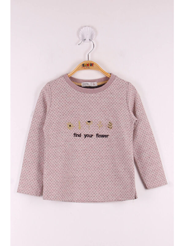 Toontoykids Kız Çocuk Yazı Nakışlı Puanlı T-Shirt