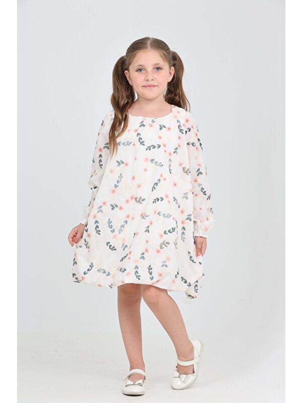 Toontoykids Kız Çocuk Çiçekli Volanlı Elbise