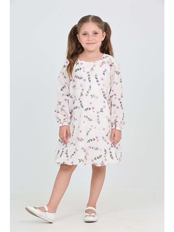 Toontoykids Kız Çocuk Çiçekli Volanlı Elbise