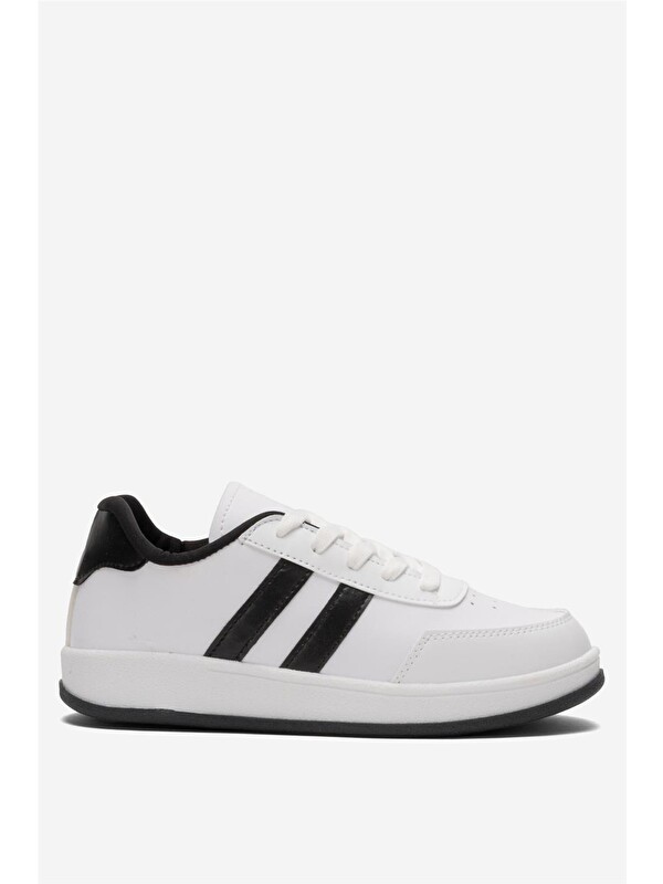 LİGER Unisex Düz Hafif Taban Günlük Sneaker Ayakkabı Beyaz - Sİyah