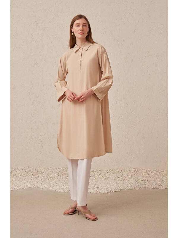ALLDAY Taş-Düğme Detaylı Poplin Tunik