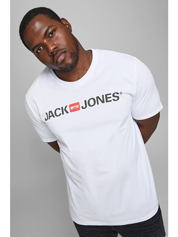 Jack & Jones Büyük Beden Bisiklet Yaka % 100 Pamuk Plus Jjecorp Erkek Tişört 12184987