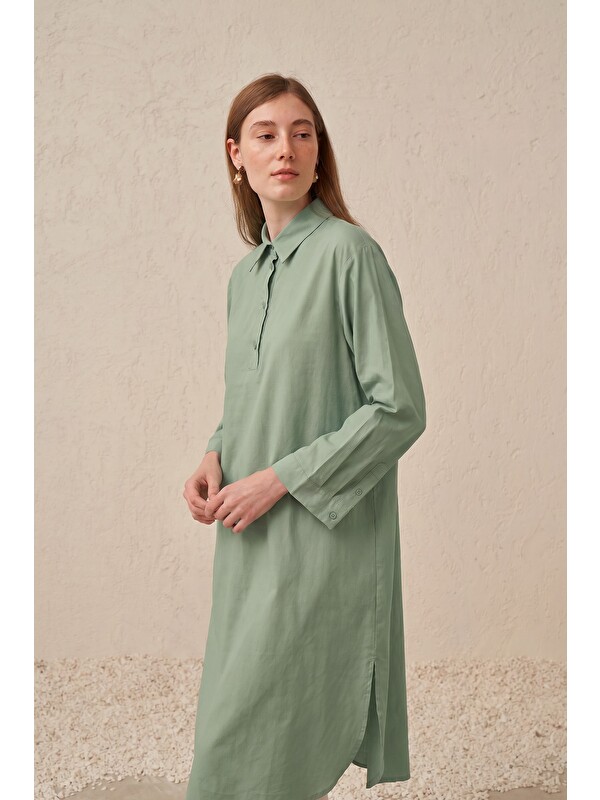 ALLDAY Mint-Düğme Detaylı Poplin Tunik