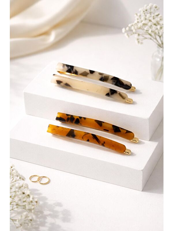 New Obsessions 4'lü Paket Kaplumbağa Kabuğu Desenli İnce Tel Toka