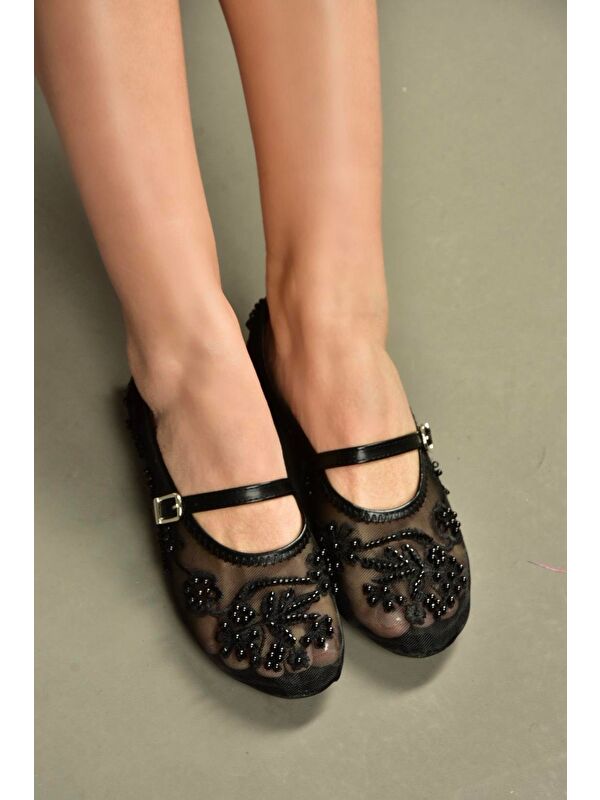 Fox Shoes Siyah Kadın Babet Y726330115