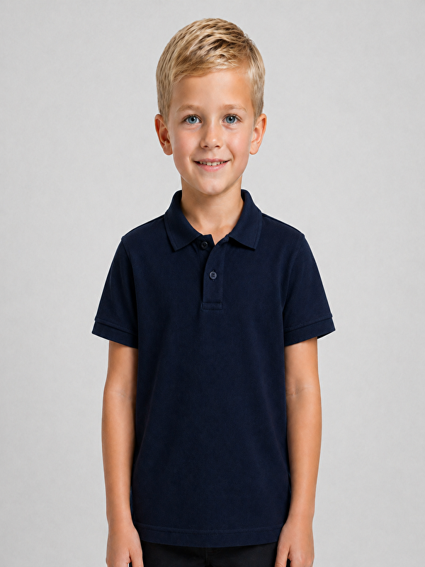 ajn Kids Polo Yaka Basic Kısa Kollu Unisex Çocuk Tişört