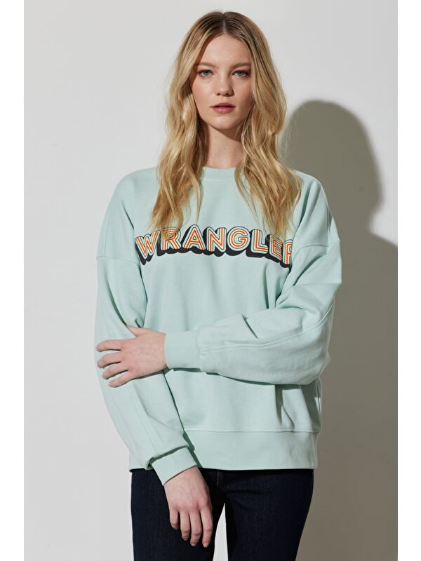 Wrangler Regular Fit %100 Pamuk Bisiklet Yaka Mint Yeşili Sweatshirt
