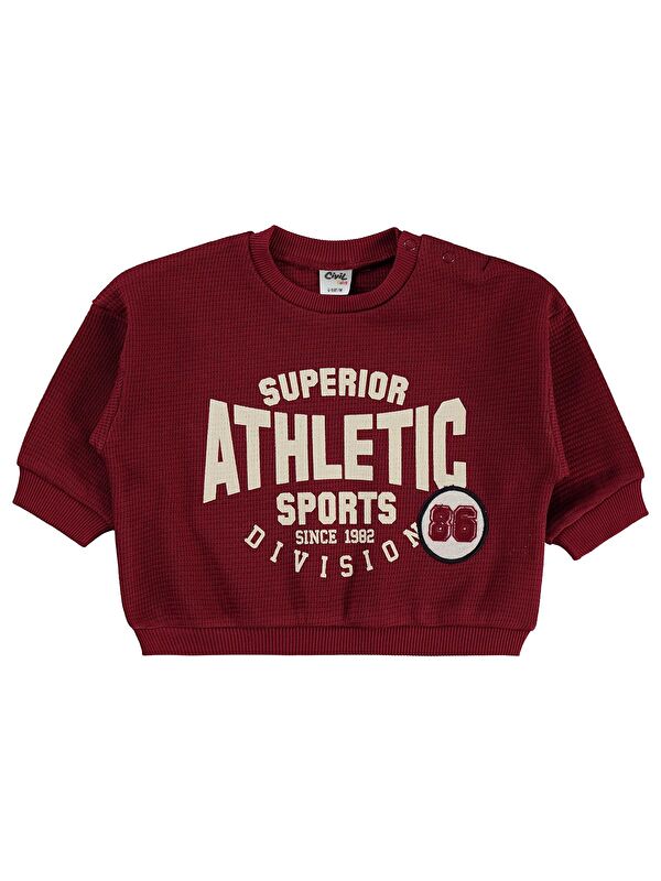 Civil Baby Athletic Baskılı Nakışlı 6-18 Ay Sweatshirt - Bordo 6-9 Ay