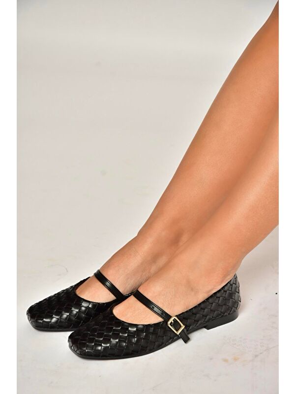Fox Shoes Siyah Kadın Babet Y726368209