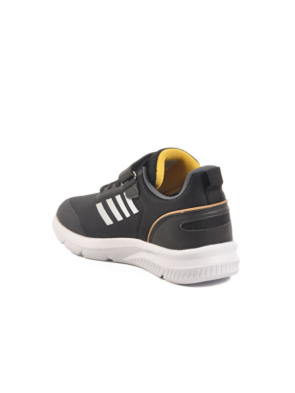 Siyah Beyaz Cırtlı Fileli Hafif Unisex Çocuk Spor Ayakkabı Fav 100 F - Görsel 5