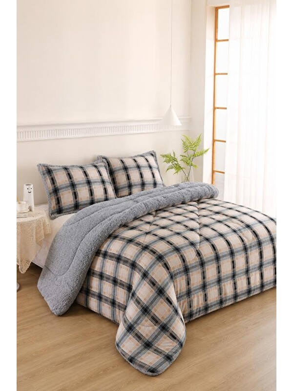 Çeyiz Diyarı Karmen Desenli Pelüş Çift Kişilik Comforter Set
