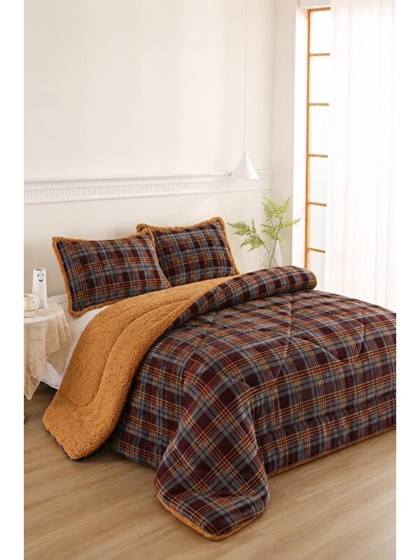 Çeyiz Diyarı Karanfil Desenli Pelüş Çift Kişilik Comforter Set