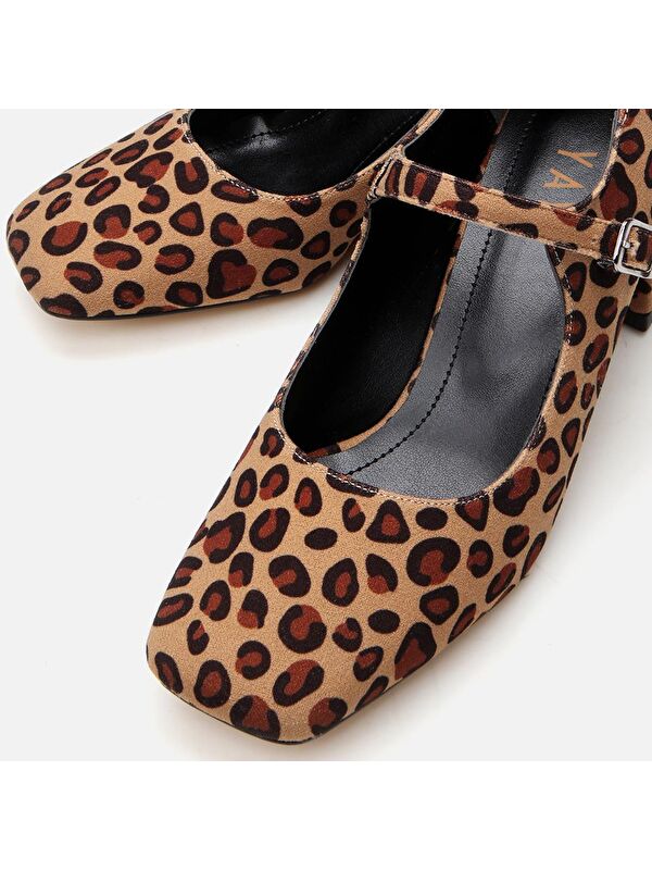 Leopar Desenli Kadın Kalın Topuklu Ayakkabı - Görsel 5