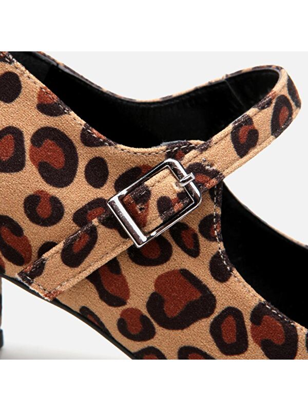 Leopar Desenli Kadın Kalın Topuklu Ayakkabı - Görsel 6