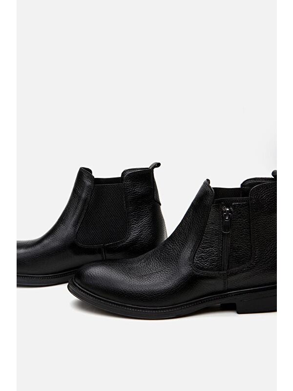 Hakiki Deri Siyah Erkek Günlük Bot - Görsel 4