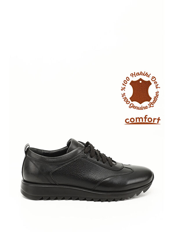 GÖNDERİ(R) Erkek ZÜMRÜT-SİYAH Hakiki Deri Bağcıklı Sneaker