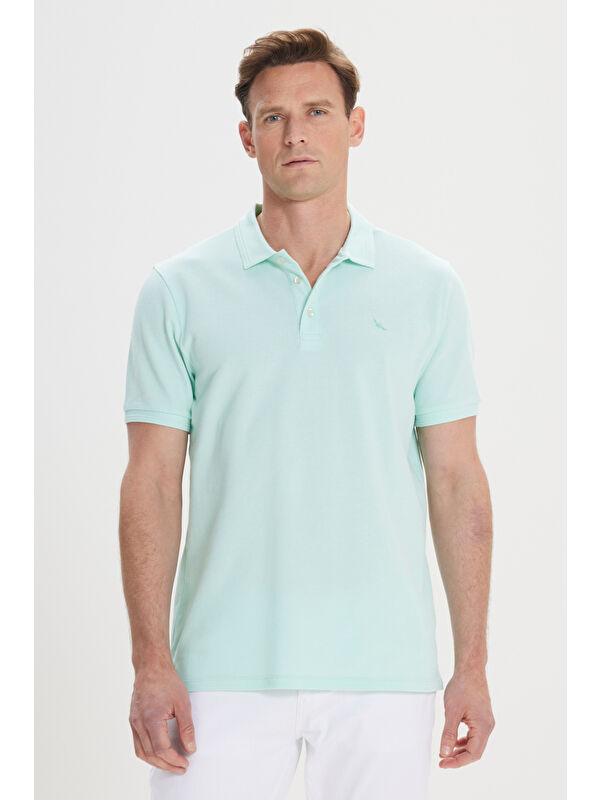 Altınyıldız Classics Erkek Mint Slim Fit Dar Kesim Polo Yaka %100 Pamuk Kısa Kollu Tişört