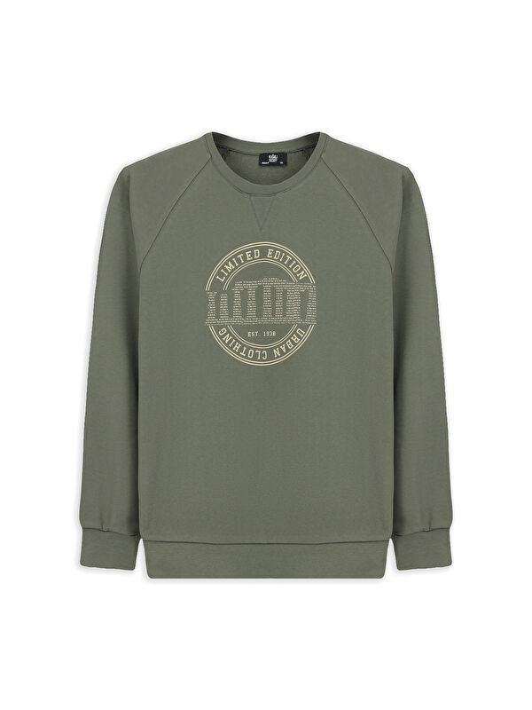 Kiğılı Bisiklet Yaka Regular Fit Baskılı Pamuk Sweatshirt