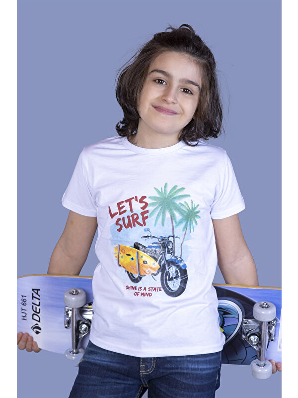 Toontoykids Erkek Çocuk Motorsiklet Baskılı Tişört