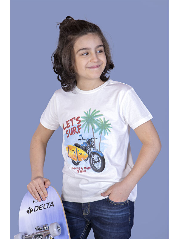 Toontoykids Erkek Çocuk Motorsiklet Baskılı Tişört
