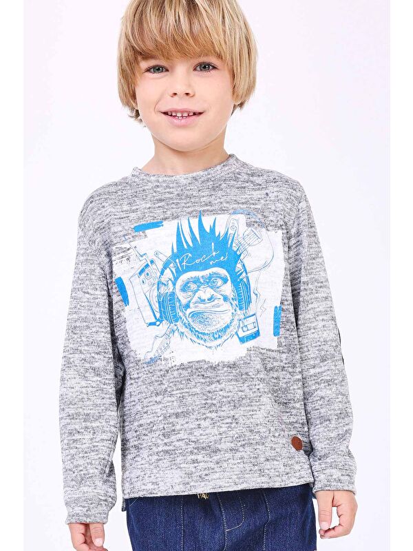Pan Con Chocolate Erkek Çocuk Uzun Kollu Tshirt Gri