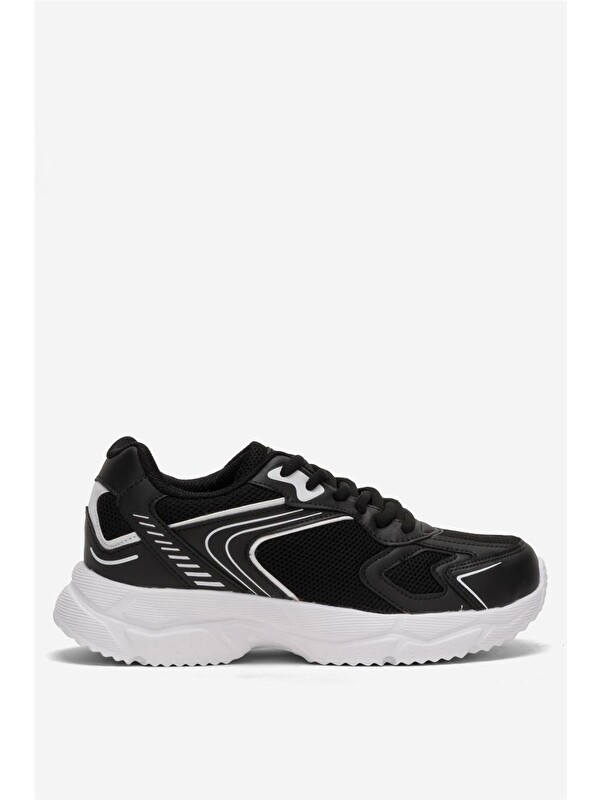 LİGER Unisex Faylon Taban Bağcıklı Spor Ayakkabı Sİyah Beyaz