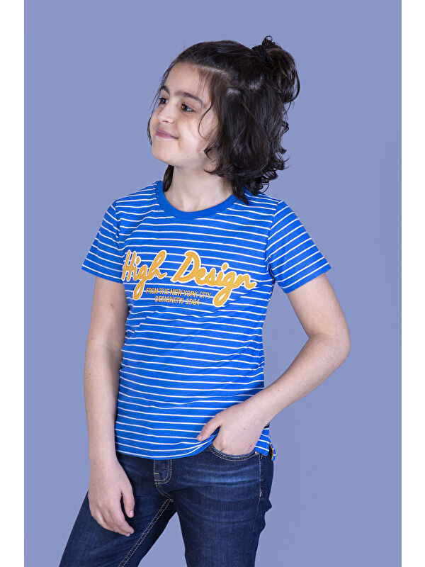 Toontoykids Erkek Çocuk Nakışlı Kumaşı Çizgi Detaylı Tişört