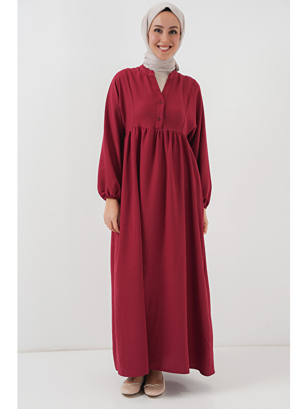 Bigdart Kadın Uzun Tesettür Elbise 2525 - Bordo