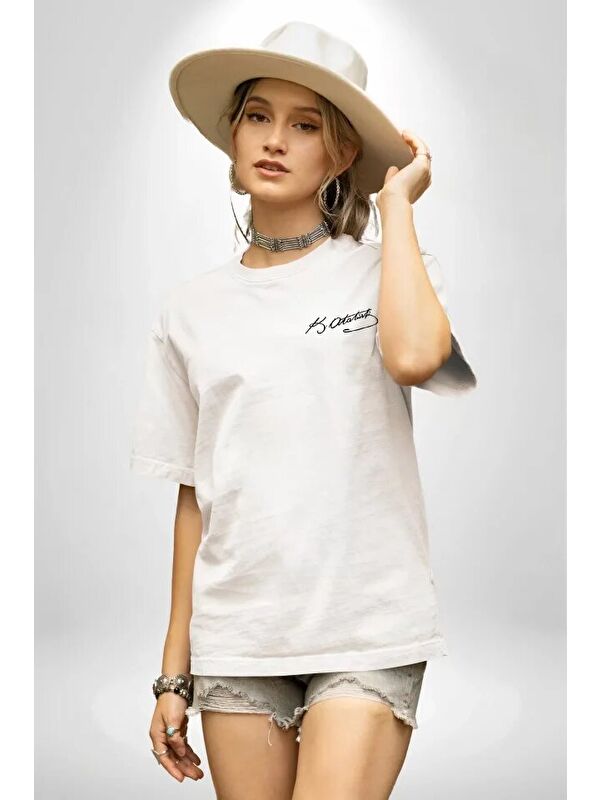 Jane's 30 Ağustos Unisex Baskılı T-shirt - Beyaz