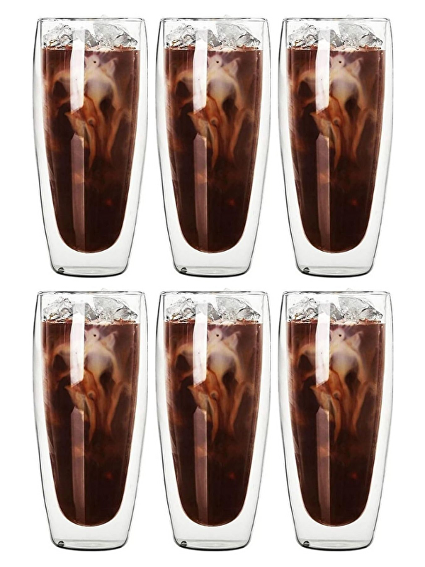 Kitchen Design Lab Çift Cidarlı Uzun 320 ml Cam Bardak Seti 6 Adet