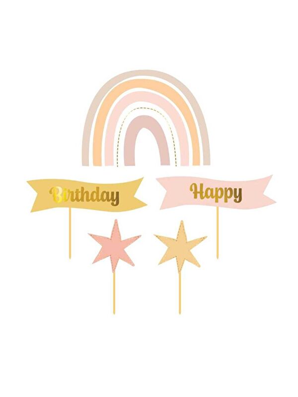 Le Mabelle Çok Renkli Yıldız Happy Birthday Kürdan Set