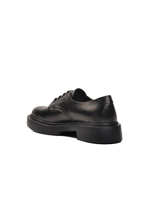 Siyah Deri Geniş Kalıp Erkek Klasik Ayakkabı Premium 1085 - Görsel 5