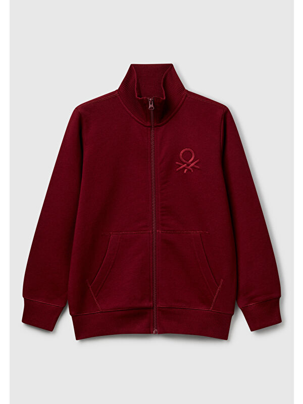 United Colors Of Benetton Erkek Çocuk Bordo Logolu Sweatshirt