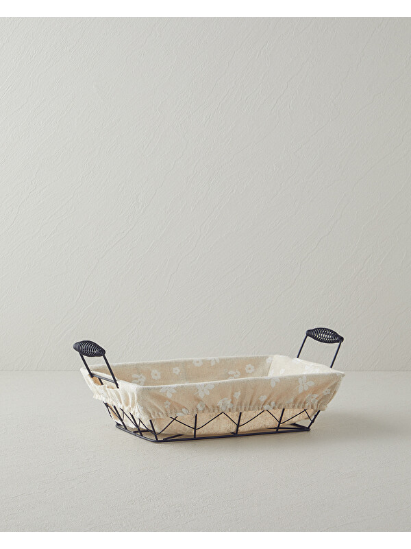English Home Woven Metal Ekmek Sepeti 26x19x7,5 Cm Krem