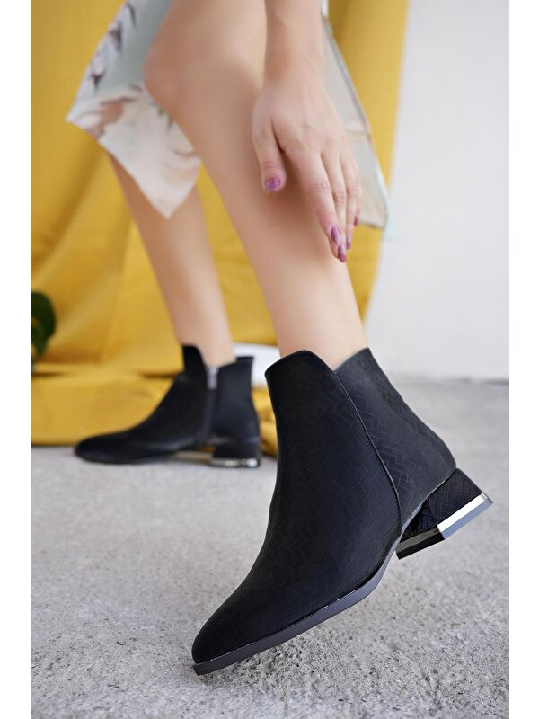 SHANE Metal Topuk Detaylı Fermuarlı Kadın Bot - Görsel 6