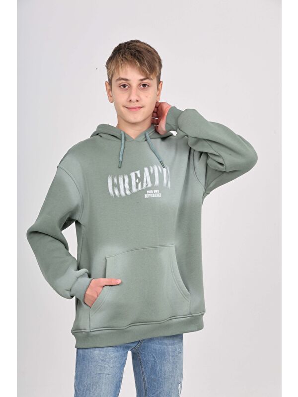 Toontoykids Erkek Çocuk Relax Fit Kapüşonlu Cepli Baskılı Sweatshirt
