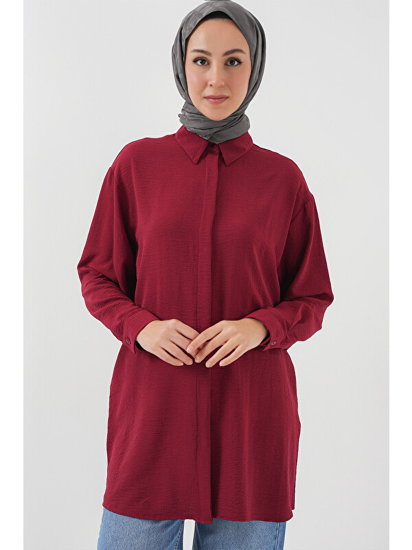 Bigdart Kadın Uzun Gömlek Tunik 5945 - Bordo