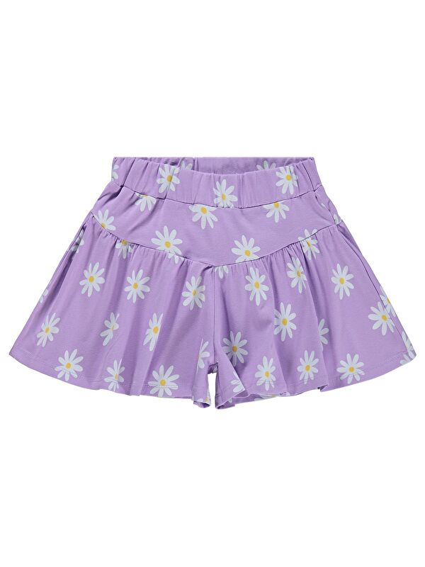 Civil Girls Papatya Desenli 6-9 Yaş Etek - Lila