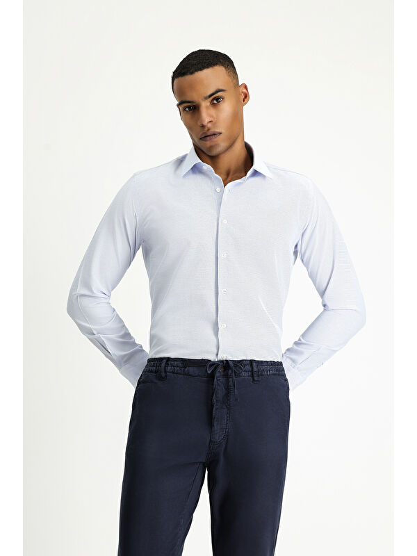 Kiğılı Uzun Kol Slim Fit Dar Kesim Klasik Desenli Pamuklu Kolay Ütülenebilir Gömlek