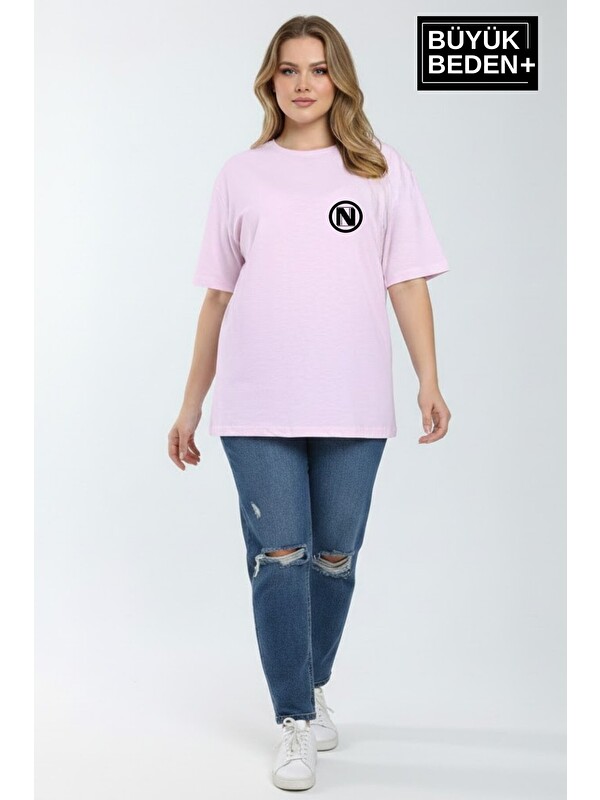 Süperlife Kadın Büyük Beden N Baskılı 3xl-6xl Bisiklet Yaka Tshırt SPR26BTSK510-19