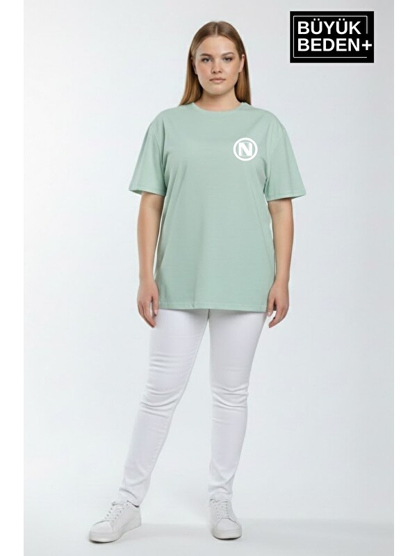 Süperlife Kadın Büyük Beden N Baskılı 3xl-6xl Bisiklet Yaka Tshırt SPR26BTSK510-19