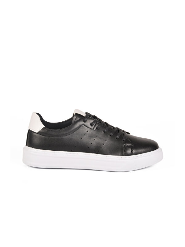 Siyah Beyaz Bağcıklı Hafif Erkek Sneaker 136 M - Görsel 2
