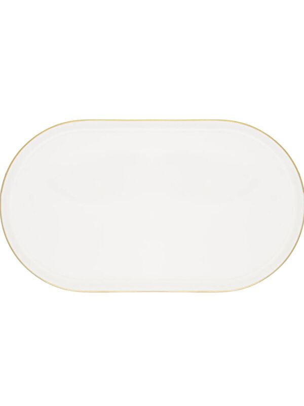 PORLAND Chopin Altın Yaldız Kayık Tabak 32cm Krem Tekli