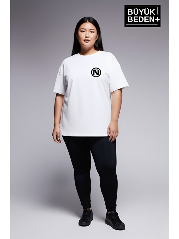 Süperlife Kadın Büyük Beden N Baskılı 3xl-6xl Bisiklet Yaka Tshırt SPR26BTSK510-19